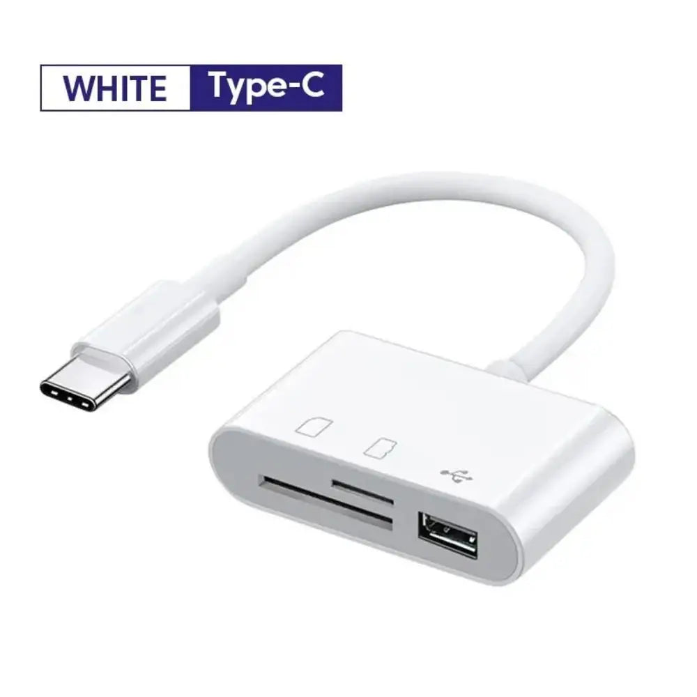 3-in-1 iPhone TypeC to SD & TF Card USB Camera AdapterFor iPhone iPad Card Reader USB Dongle for USB Flash Plug  Play