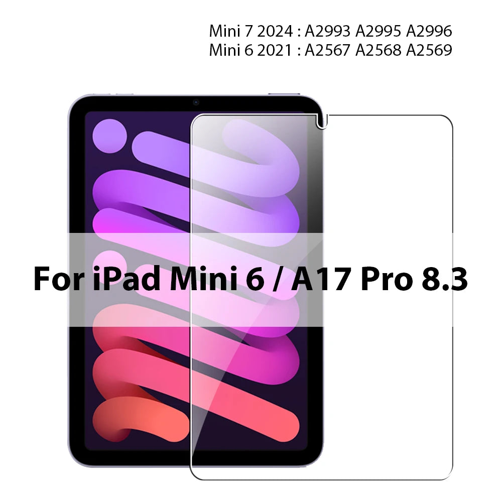 For Ipad 10 9 9th 10th Generation Pro 13 12.9 6th Tempered Glass Screen Protector For Ipad Air 11 5 4 3 2 Mini 6 10.2 2024 Film