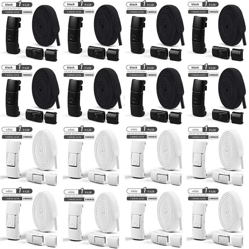 8mm No Tie Shoe Laces Press Lock Shoelaces Without Ties Elastic Laces Sneaker Kids Adult Widened Flat Shoelace for Shoes
