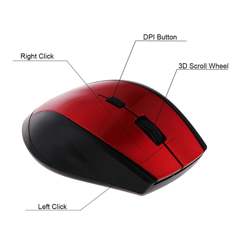 2.4GHz Wireless Optical Mouse for PC Gaming Laptops Game 6 Keys Wireless Mice with USB Receiver Drop Shipping Computer Mouse