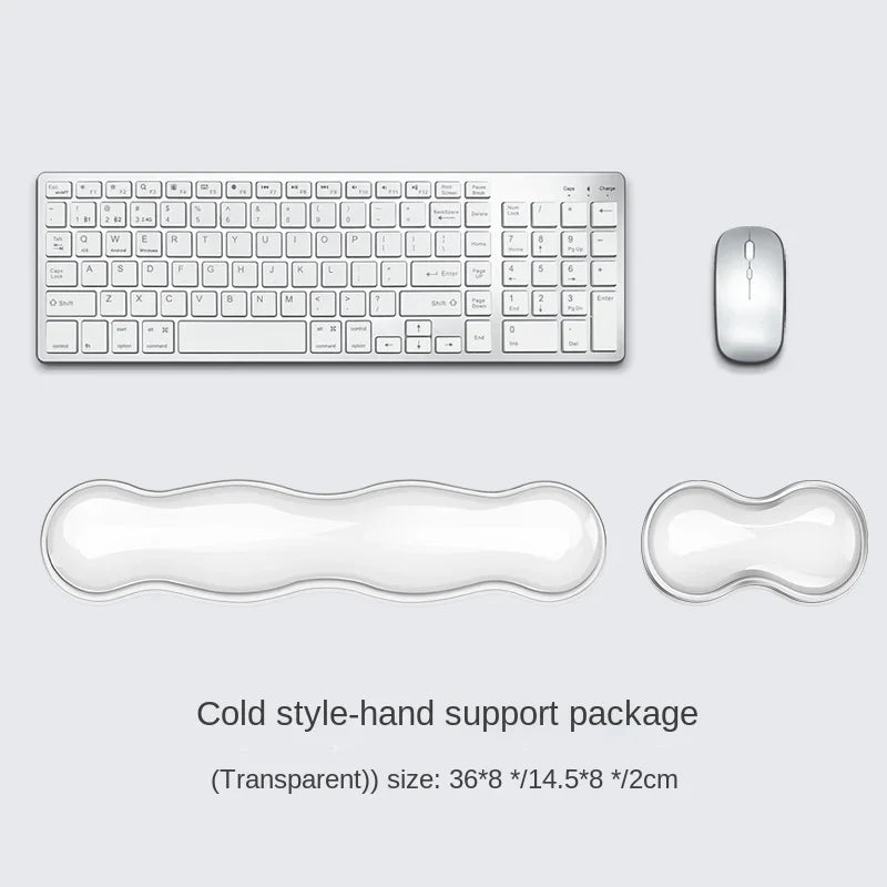 Mouse pad with wrist rest, keyboard rest, anti slip silicone transparent desktop office game console, mouse wrist rest