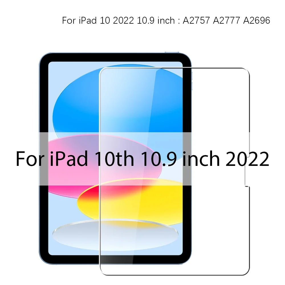 For Ipad 10 9 9th 10th Generation Pro 13 12.9 6th Tempered Glass Screen Protector For Ipad Air 11 5 4 3 2 Mini 6 10.2 2024 Film