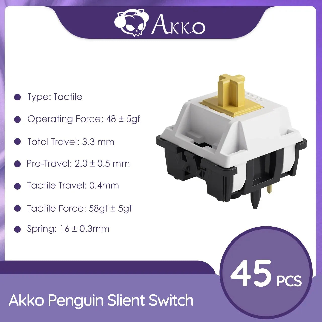 Akko V3 Pro Switches Tactile / Linear Switch for Mechanical Keyboard 45Pcs Pack Replaceable Outemu Gateron Cherry MX Keyswitch
