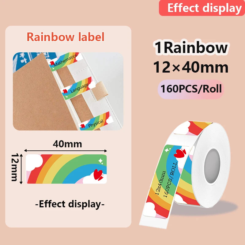 1Roll P12 P15 Thermal Label Sticker 12mm*40mm tape Compatible Phomemo D30 Q30 Marklife P11 P50 L12 DELI Q2 Labeller