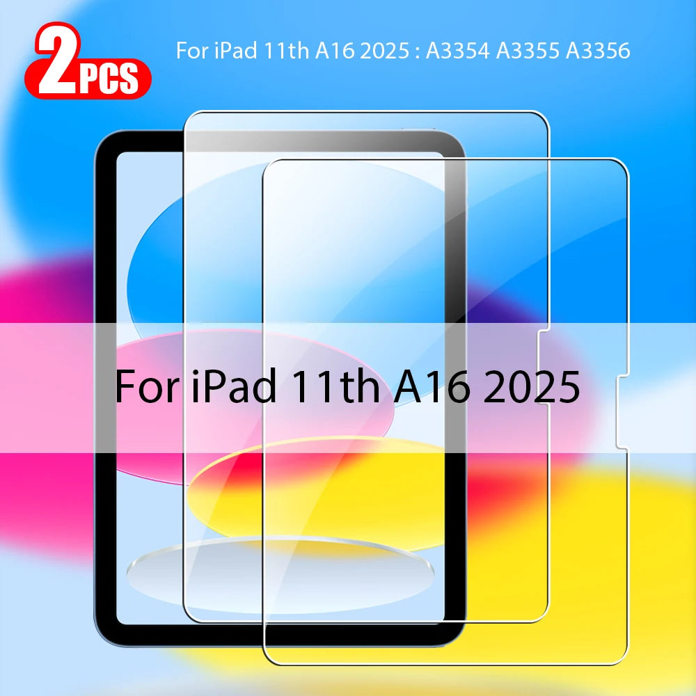 2Pcs Tempered Glass Screen Protector For Ipad Pro 13 12.9 M4 Air 11 M3 M2 5 4 Mini 6 7 9 9th 10 10th Generation A16 Accessories