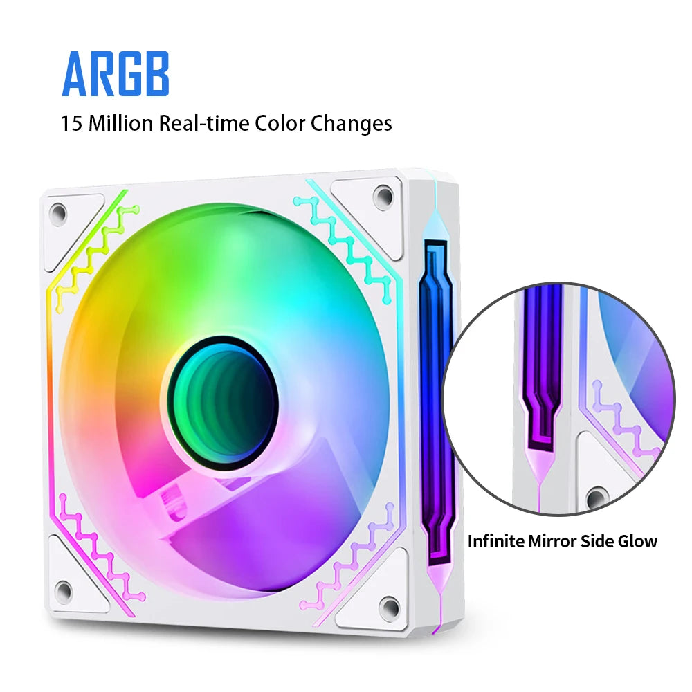 aigo Air12s PC Case Fan 12cm 4Pin 5V 3Pin ARGB Cyclic Mirror Light Effect PWM CPU 120mm Cooling Fan infinite space ventilador