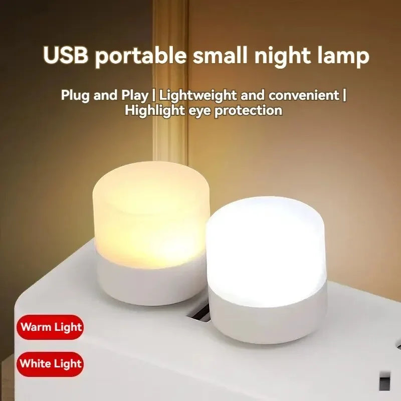 2/4/10 Pcs USB Night Light Warm White LED Plug-In Light Bulb Portable Home Environment Light Energy-Saving Reading Night Light