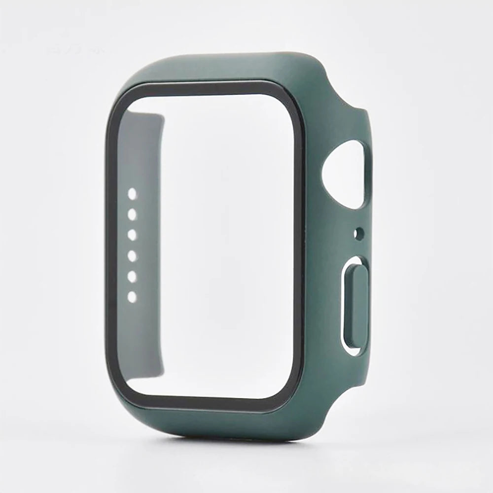 Glass+Case For Apple Watch 8 7 45mm 44mm 41mm 40mm PC Screen Protector Cover iwatch Series 3/4/5/6/SE/7/8 SmartWatch Accessories