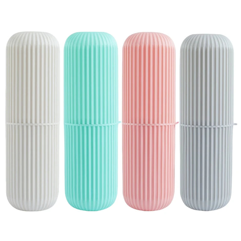 Portable Toothbrush Holder with Toothpaste Storage – Travel Bathroom Cup Case Organizer for Toiletries On-the-Go