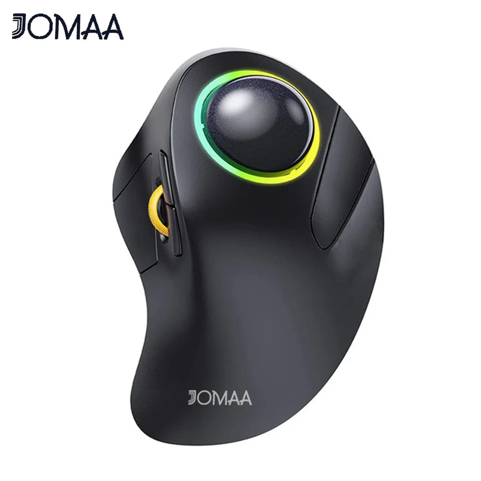 JOMAA RGB Backlit Wireless Trackball Mouse Wireless 2.4G Rechargeable Ergonomic Rollerball Gaming Mouse for Laptop Mac iPad Game