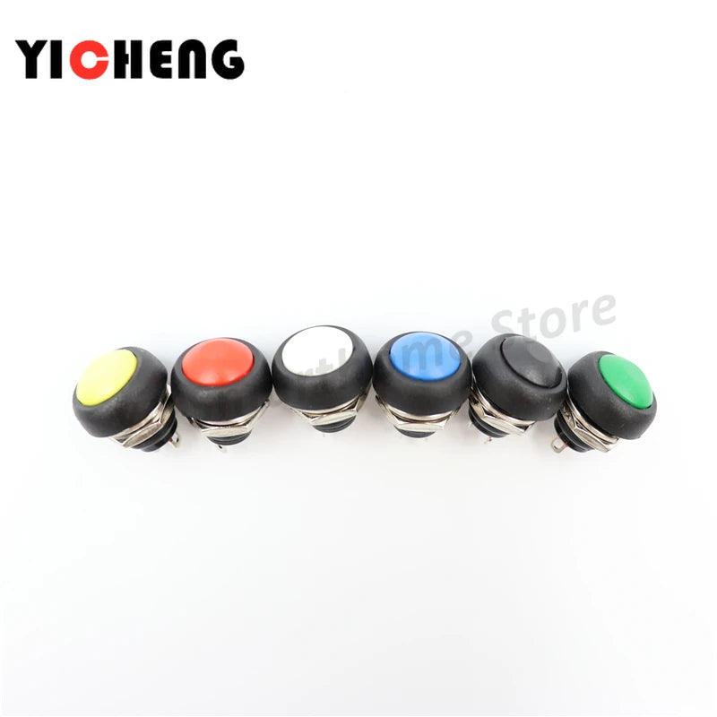6Pcs PBS-33B push button switch 12MM small waterproof self-reset switch Round power lock-free reset switch spherical