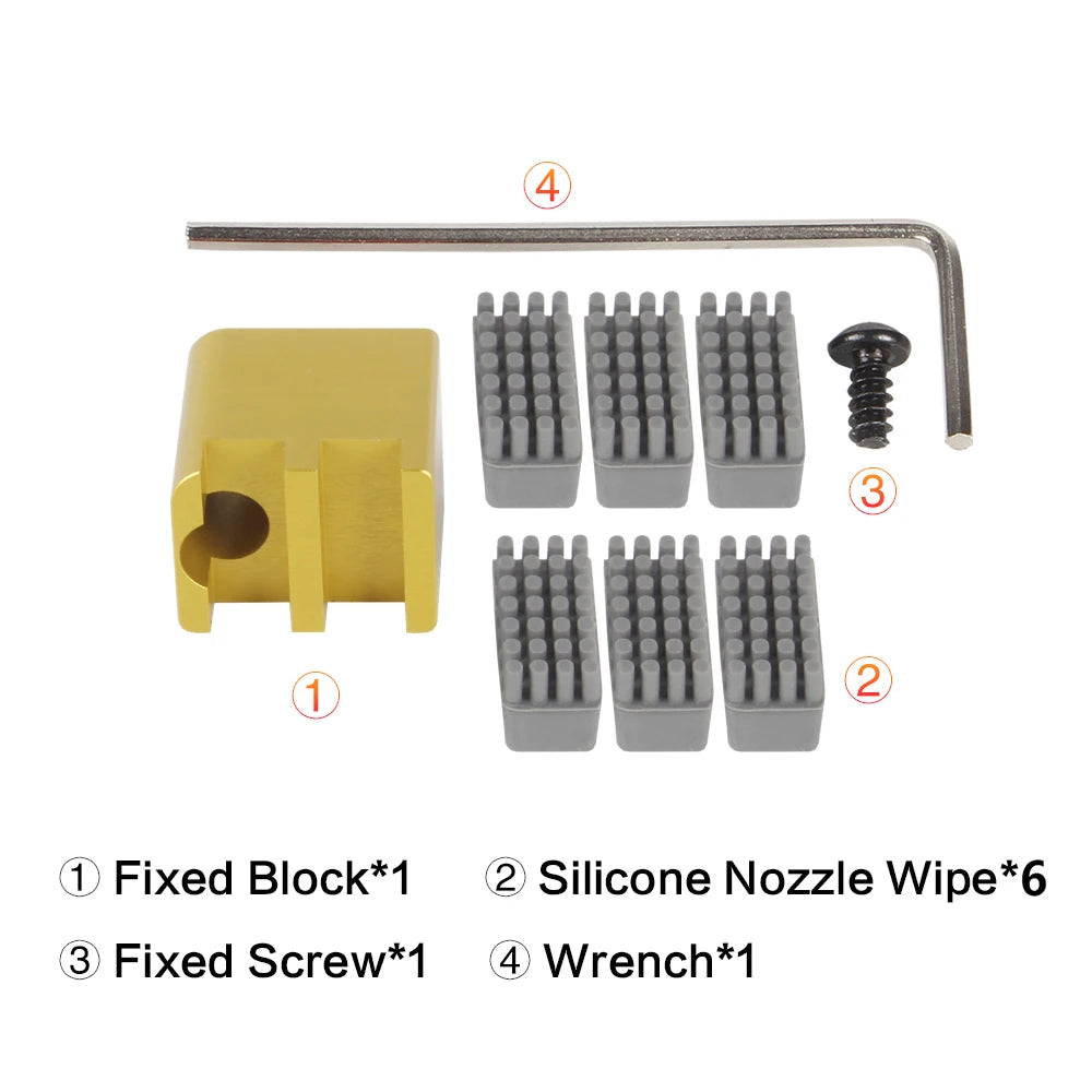 For Bambu Lab X1 P1S Series Nozzle Brush BambuLab Wiper Silicone Brush Mounted Scrubbers Print Head Cleaner Printer Head Wiping