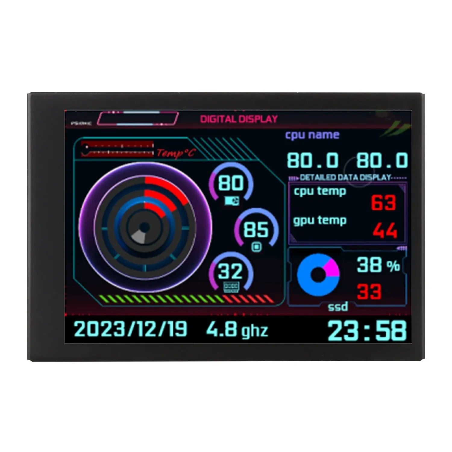 3.5 Inch IPS Type-C Screen 480*320 Secondary Screen CPU GPU RAM HDD USB Monitor Freely AIDA64 Mini Display