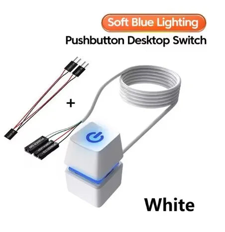 Computer Desktop Power Switch Extension Cable LED Motherboard External Start Power On/Off Button for Home Office 1/1.85/2/5/10M