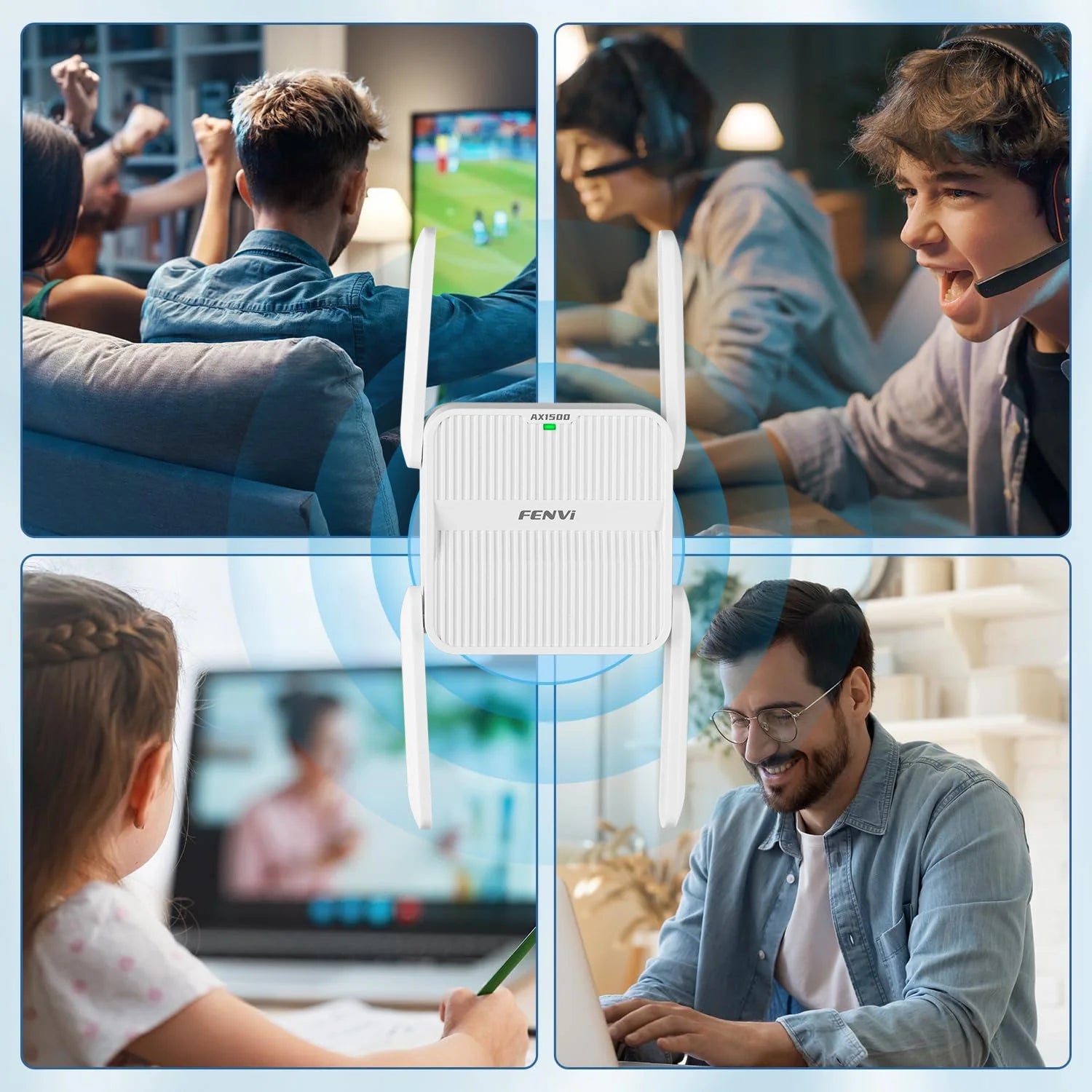 FENVI 5Ghz AX1500 WiFi 6 Repeater Extender Signal Booster Dual Band 2.4G/5GHz Wi-Fi Signal Amplifier Long Range Network Easy Set