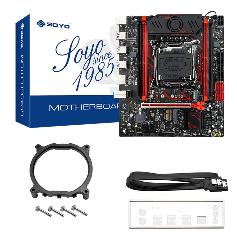 SOYO X99 Gaming Motherboard Set C612 Chipset TPM2.0 Pin with E5 2680 V4 CPU & DDR4 16G (2*8G) 2133MHz RAM PCIE3.0 for Desktop PC