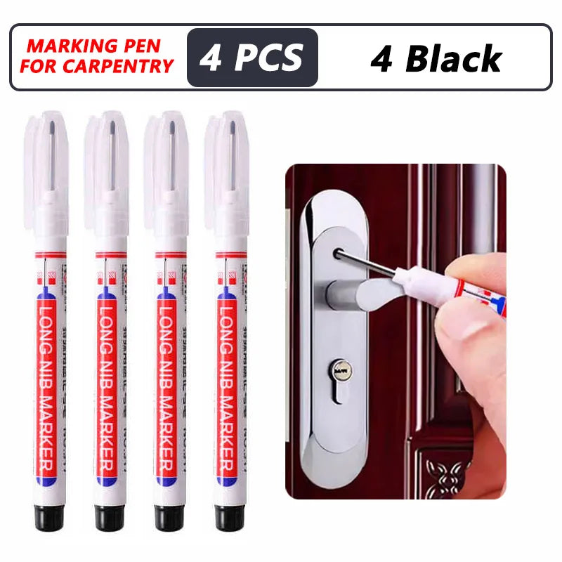 8Pcs/Set 20mm Deep Hole Long Nib Head Markers For Metal Perforating Pen Waterproof Bathroom Woodworking Decoration Multi-Purpose