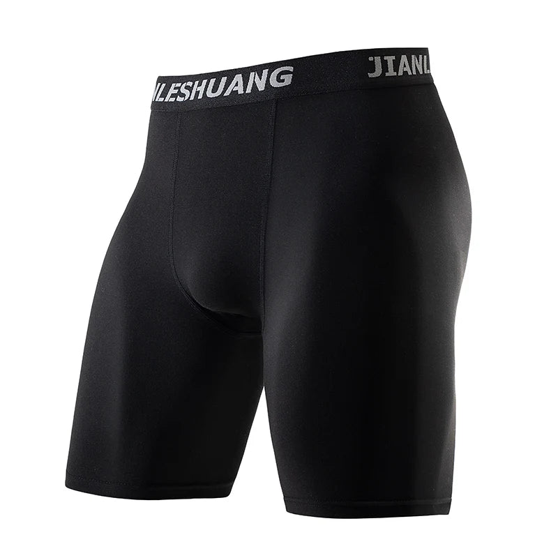 1/5 Pcs Men's Plus Size Black And White Long Sports Underwear Running Fitness Basketball Football Elastic Waist Shorts Teenagers