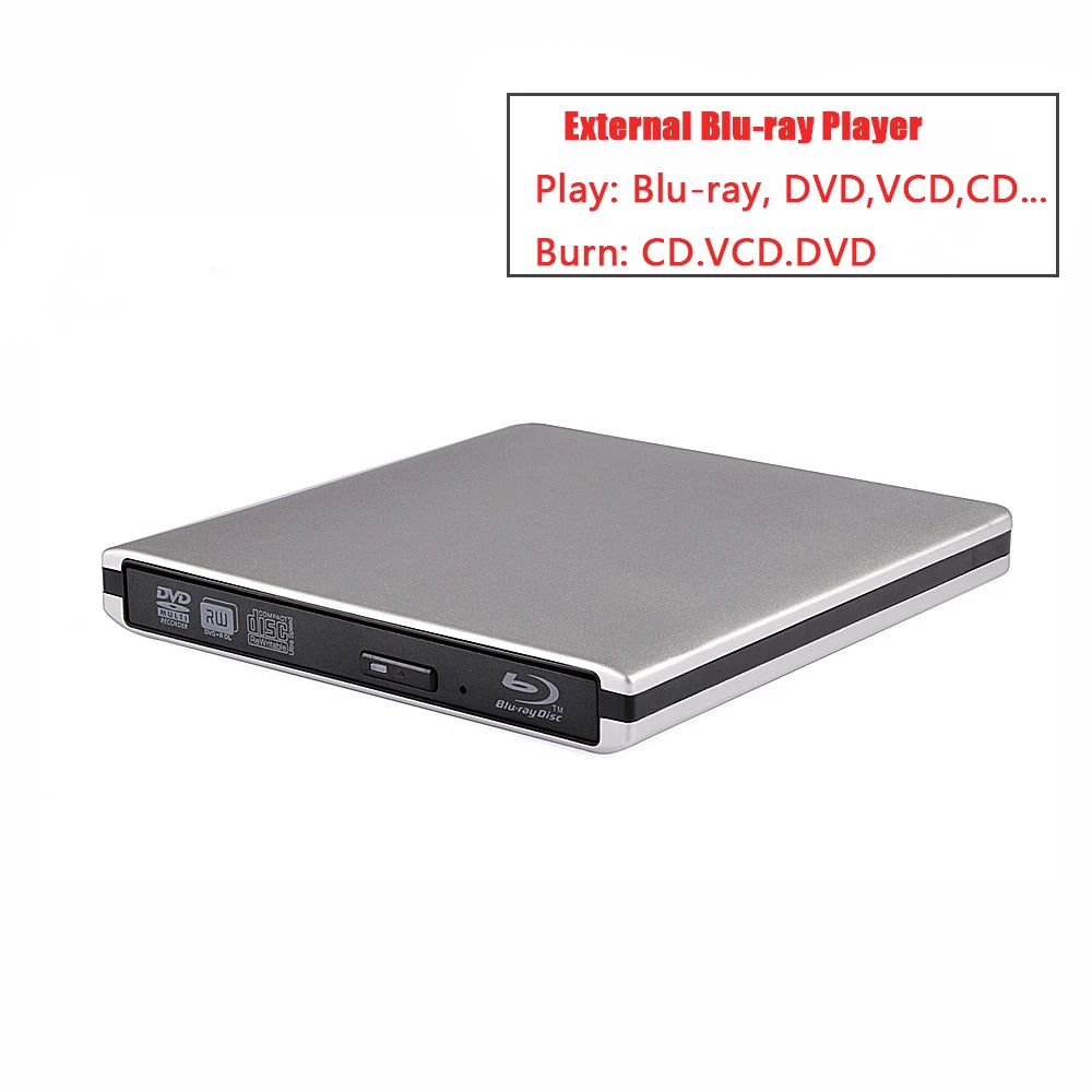 External USB3.0 Blu-Ray Reader Bluray Burner and Writer 3D BD-ROM Optical DVD Recorder BD-RE Bluray Play for Laptop/Desktop