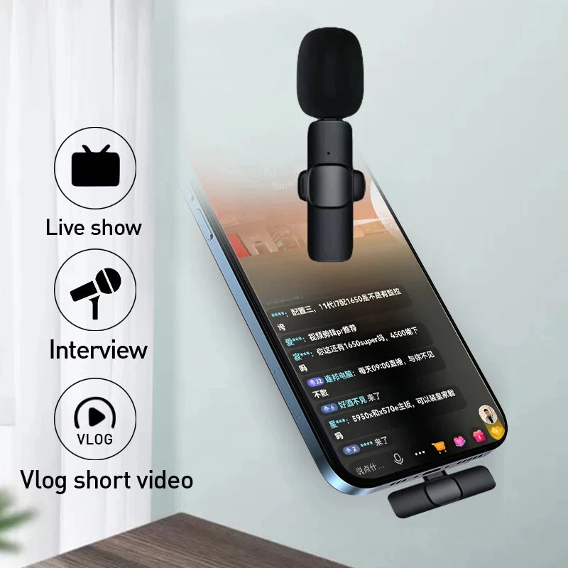 Mini Wireless Lavalier Microphone Windproof Wool Replaceable Lavalier Microphone for iPhone YouTube Vlog Audio Recording