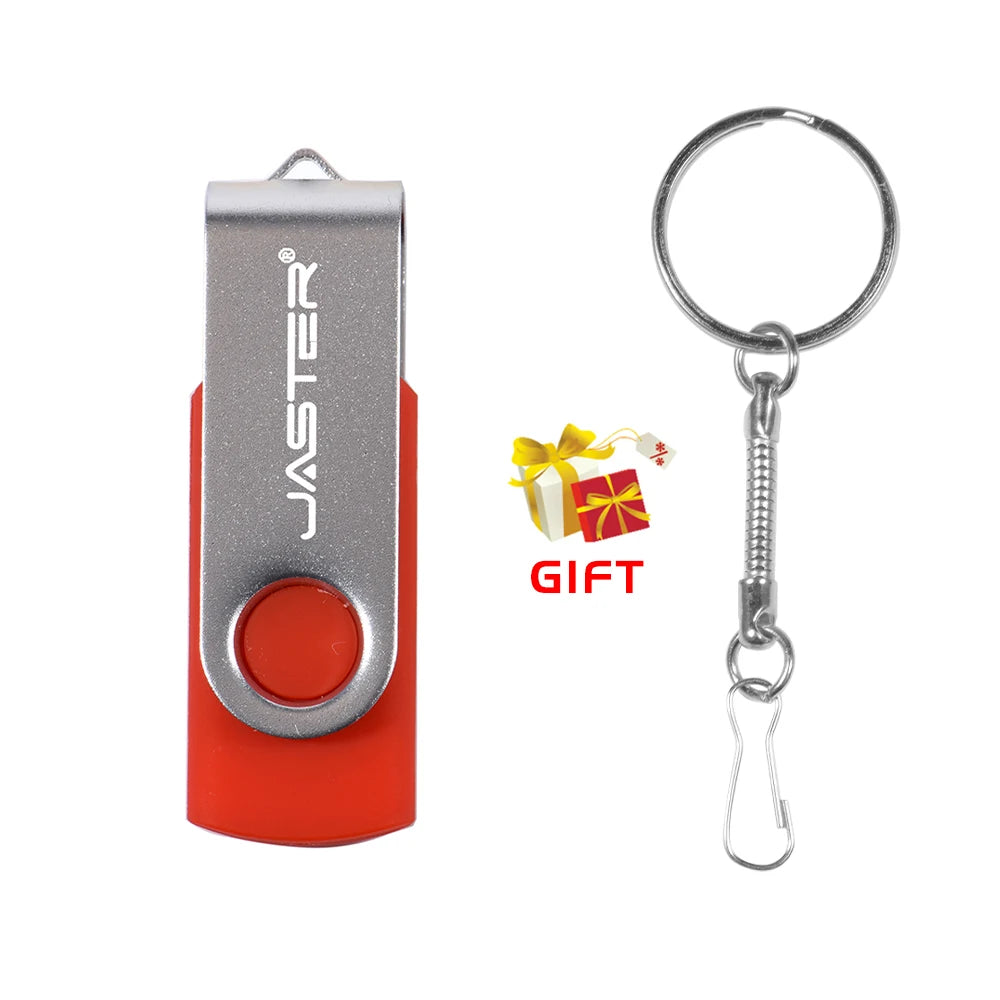 JASTER Rotatable Colorful USB 2.0 Flash Drive 128GB Creative Gift Memory Stick 64GB Silver Clip Pen Drive 32GB U Disk 16GB 8GB