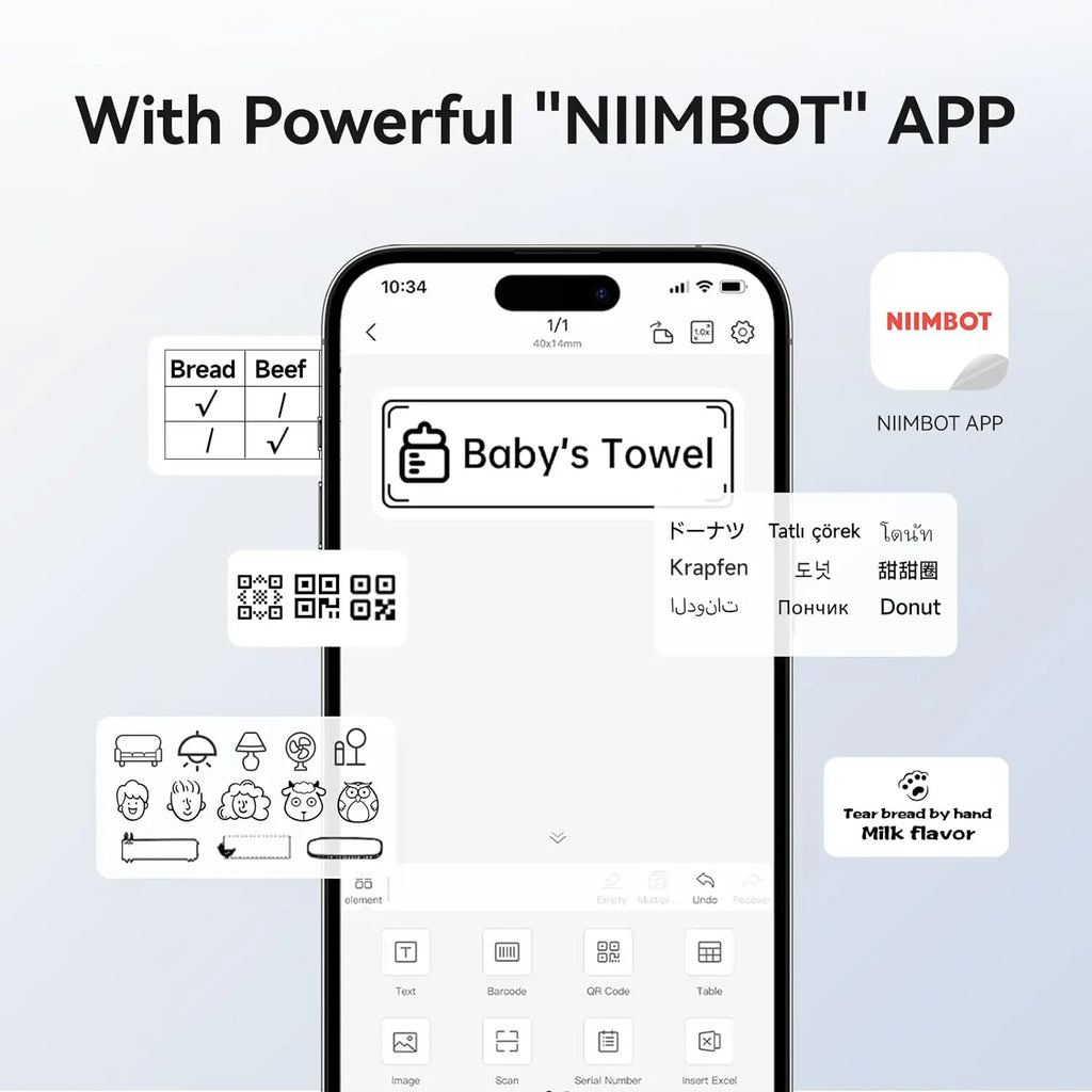 NIIMBOT B1 Portable Thermal Printer With Tapes 2 Inch Adhesive Label Machine Mini Bluetooth Sticker Maker Waterproof Labels Roll