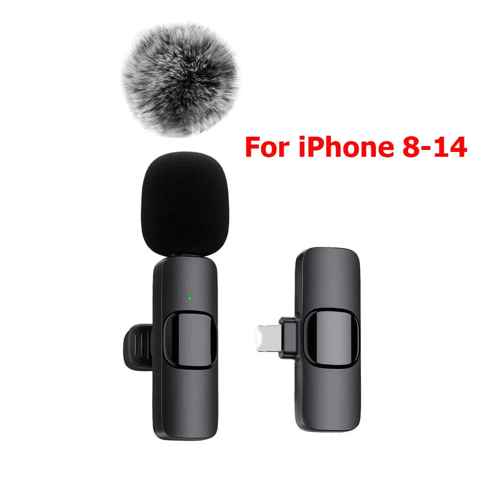 Mini Wireless Lavalier Microphone Windproof Wool Replaceable Lavalier Microphone for iPhone YouTube Vlog Audio Recording