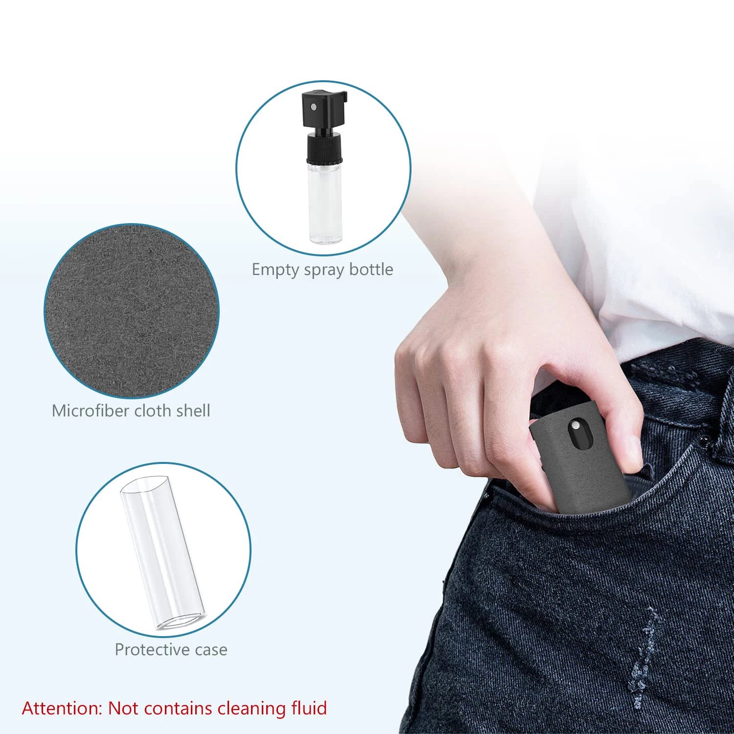 2in1 Microfiber Screen Cleaner Spray Bottle Set Mobile(No liquids) Phone Ipad Computer Cloth Wipe Iphone Cleaning Glasses Wipes