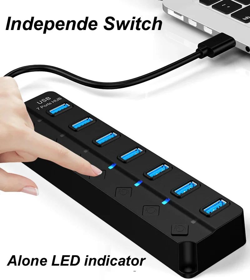 7-IN-1 USB 2.0 High Speed USB Docking Station Extender USB HUB Splitter with Switch Control For Laptop Macbook pro