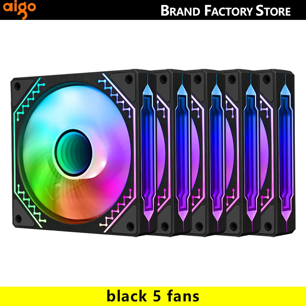 aigo Air12s PC Case Fan 12cm 4Pin 5V 3Pin ARGB Cyclic Mirror Light Effect PWM CPU 120mm Cooling Fan infinite space ventilador