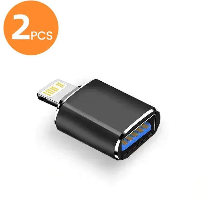 2pcs OTG USB 3.0  Adapter for IPhone 14 13 12  Pro XS Max XR X 8 Plus 7 6s IPad Lightning Male To USB3.0 Adapter for IOS13 Above