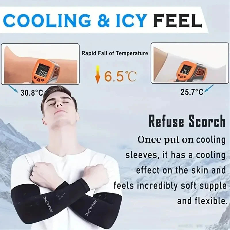 Men's Summer Sports Arm Protection UV Protection Sun Shading Ice Silk Cycling Ice Sleeves Outdoor Running Fitness Arm Cover