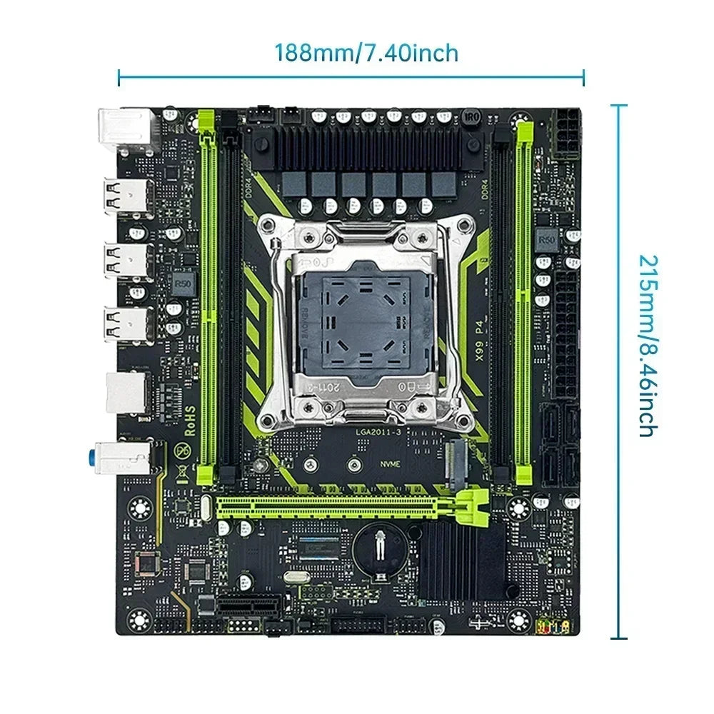 SOYO X99 Motherboard Set With LGA2011-3 Xeon E5 2630 V4 CPU DDR4 16GB (1*16GB)  2133MHz RAM NVME M.2 SATA Computer Accessories