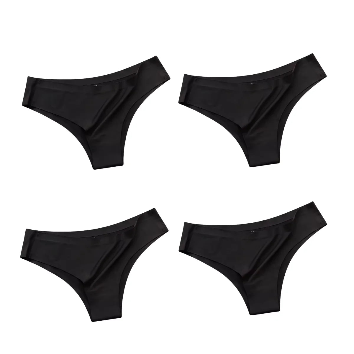 New 4PCS/Set Seamless Panties Women Sexy Underwear Ice Silk Underpants Low Waist G-string Female Soft Solid Ultra-thin Briefs