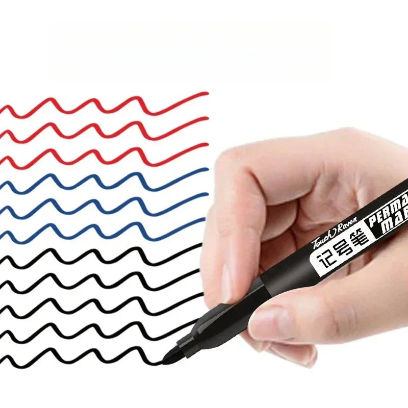 6PCs/Set Permanent Marker Pen Fine Point Waterproof Markers Thin Nib Crude Nib Black Blue Red Ink 1.5mm Fine Color Marker Pens