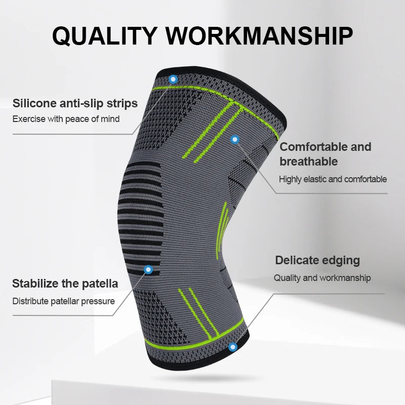 GTUBIKE 1PCS Compression Knee Support Sleeve Elastic Knee Pads Brace Springs Gym Sports Protector Basketball Volleyball Run