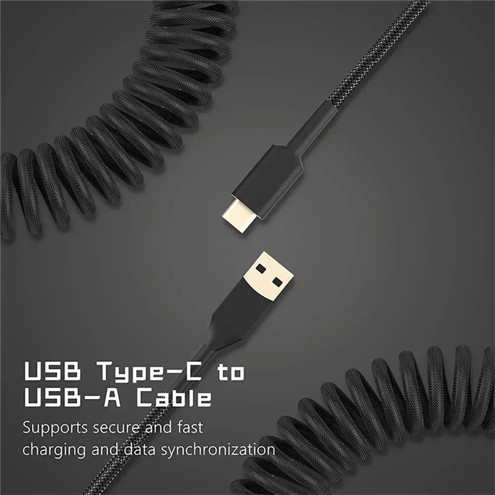 Mechanical Keyboard Coiled Cable, Type-C USB Port, Aviator Coiling Cable for Gaming and Desktop Computers