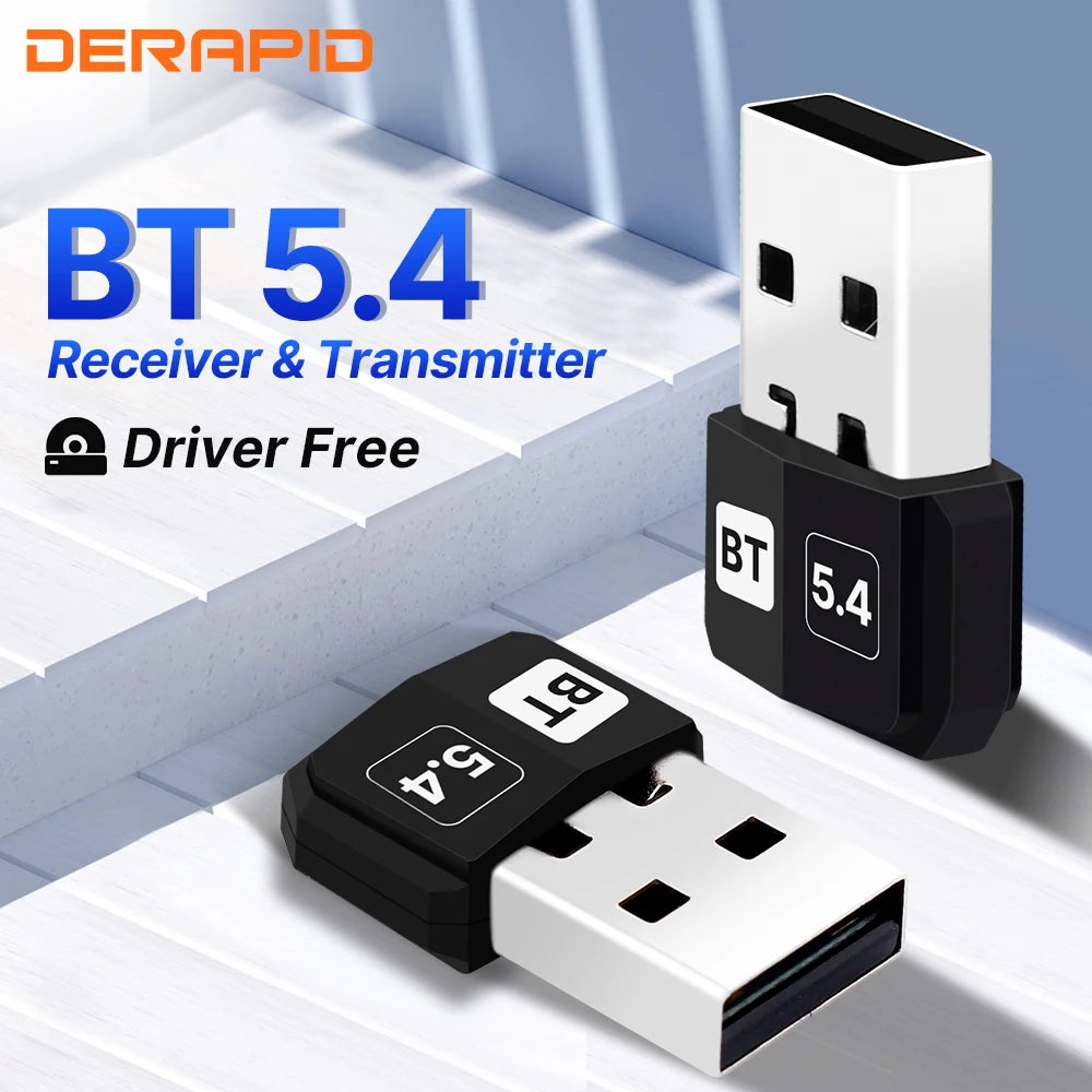New Upgrades Mini USB Bluetooth5.4 Adapter Dongle Adapter Wireless Receiver/Transmitter For PC/Laptop Driver Free For Win10/11