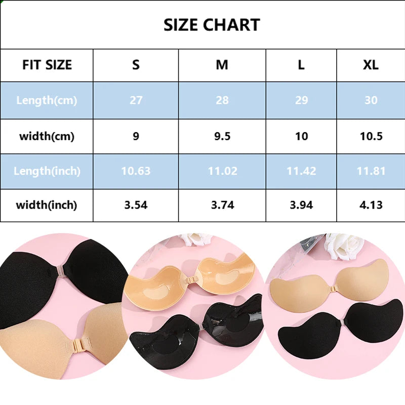 FINETOO Women Invisible Underwear nubra Breast Patch Three-Color Hypoallergenic Mango Cup bra Silicone Non-Falling Off Thin