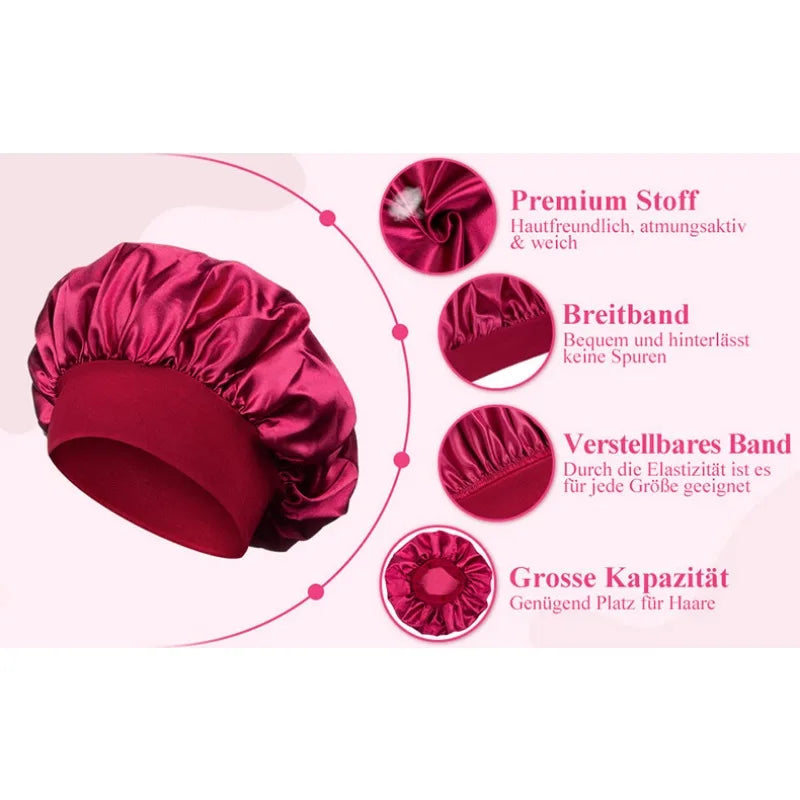 Satin Wide-brimmed Nightcap Styling Silk Headband for Sleeping Nightcap with Elasticated Floppy Band Cap Hair Shower Cap