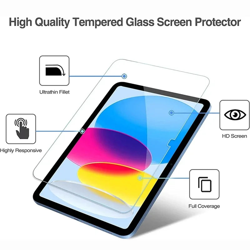 2PCS Glass Screen Protector Tablet Case  IPad 10th Generation 11th 10.9 Inch 2025 iPad A16 A3354 A3355 A2696 A2757  Gen Cover
