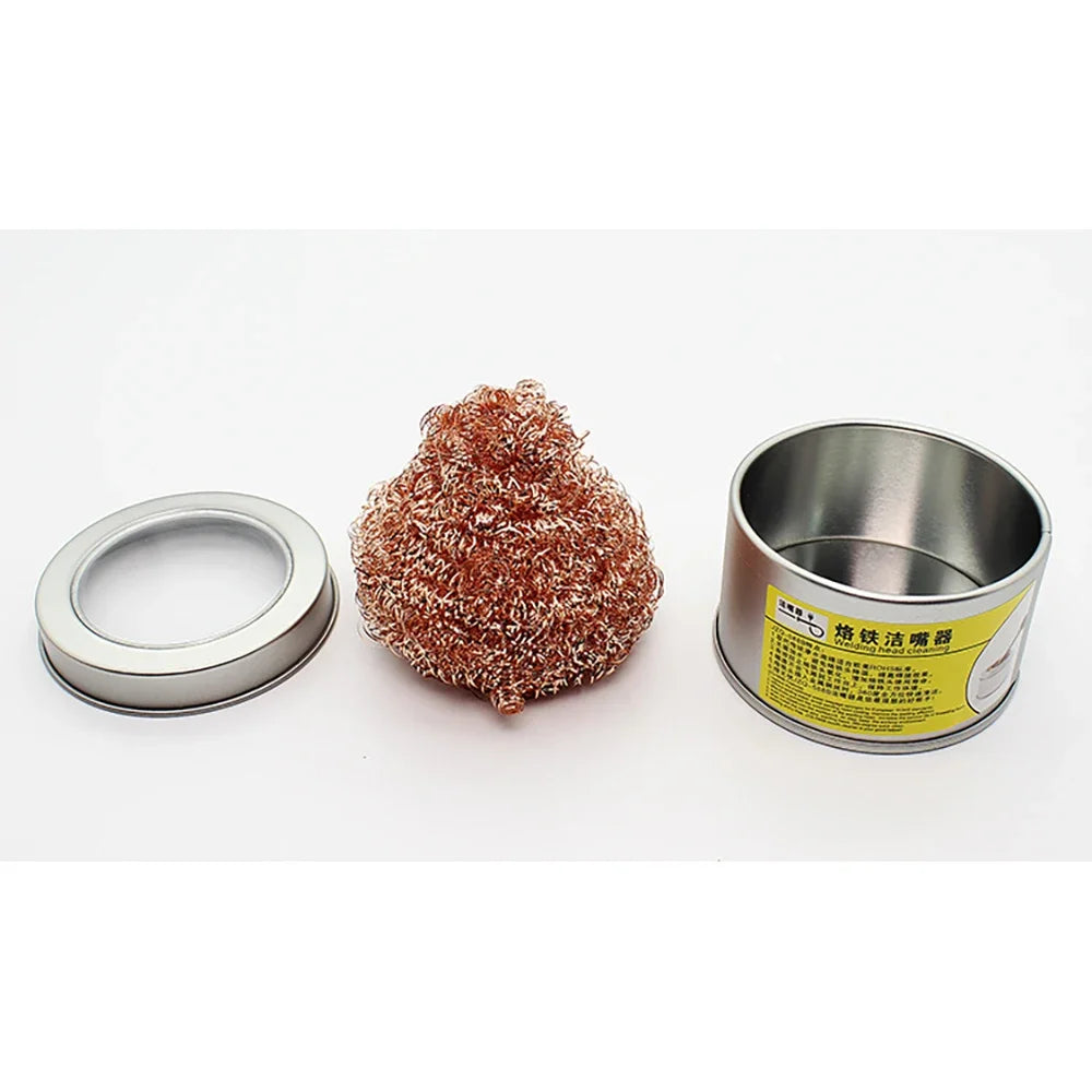 Soldering Iron Cleaning Ball Cleaning Nozzle Tip Desoldering Soldering Solder Iron Tip Copper Wire Cleaner Ball Metal Dross Box