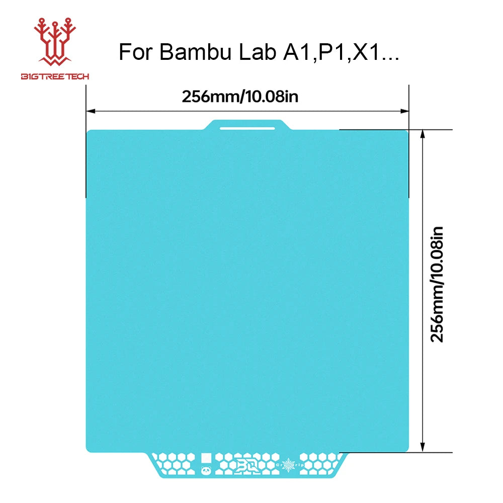 BIQU Panda Build Plate CryoGrip Coating No Clog 256x256mm Spring Steel Double-sided Textured for BambuLab P1 X1 3D Printer