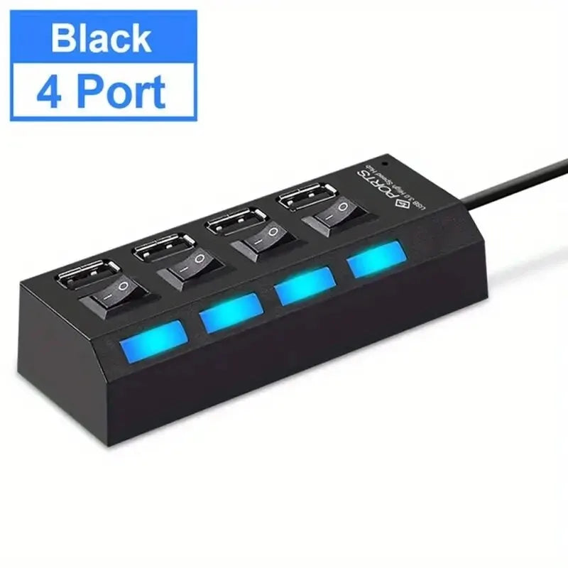 Expander Multi USB Splitter Multiple Extender with LED Lamp Switch for PC Laptop High Speed 4/7 Ports USB HUB 2.0 Adapter
