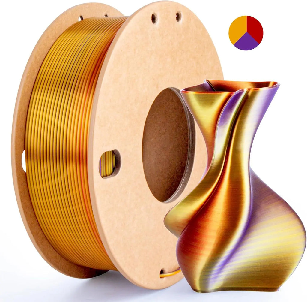Multicolor 3D Printer Filament,Dual/Tri Color 1.75mm PLA Silk Shiny Printing Filament,250g(0.55lbs) Fit Most FDM 3D Printer