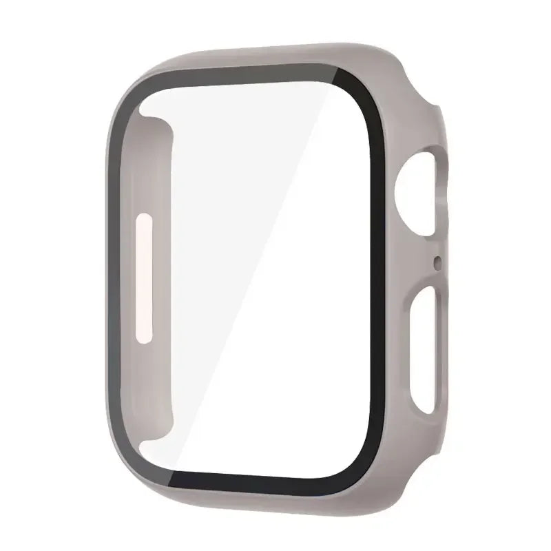Glass+Case For Apple Watch 8 7 45mm 44mm 41mm 40mm PC Screen Protector Cover iwatch Series 3/4/5/6/SE/7/8 SmartWatch Accessories