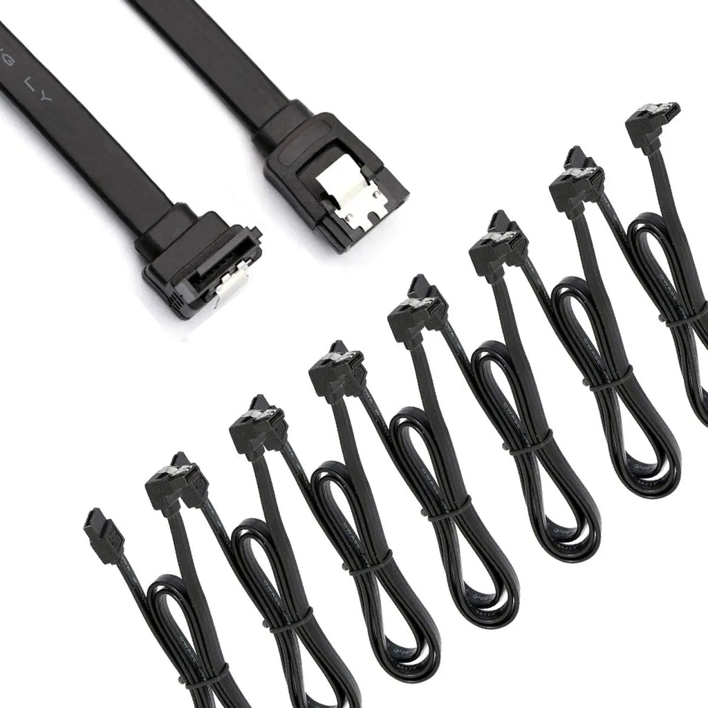 12-Pack SATA Data Cable 90 Degree Right Angle SATA III 6.0 Gbps Cable Black with Locking SATA Cable For HDD SSD CD DVD Drives