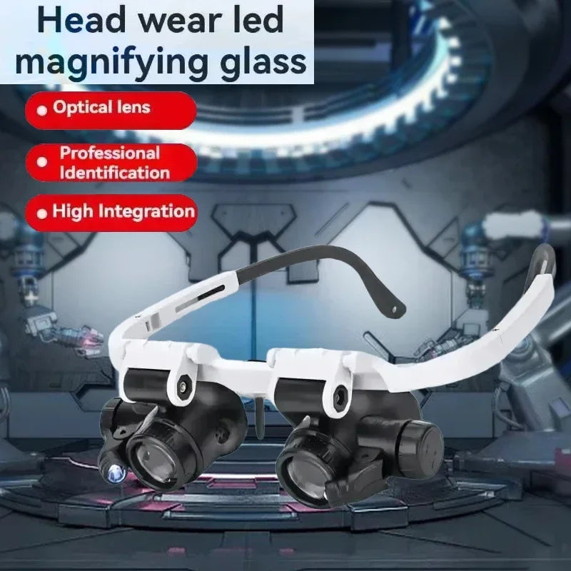 Magnifying Glass 8X/15X/23X Jeweler Watchmaker With LED Light Telescopic Headband Magnifier Glasses Reading Loupes Eyewear
