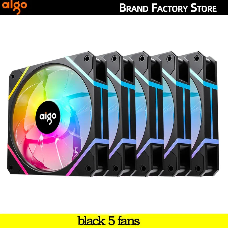 Clearance_Aigo AM12PRO Rgb Fan Ventoinha PC 120mm Computer Case Fan Kit Water Cooler 4pin PWM CPU Cooling Fans 3pin5v argb 12cm