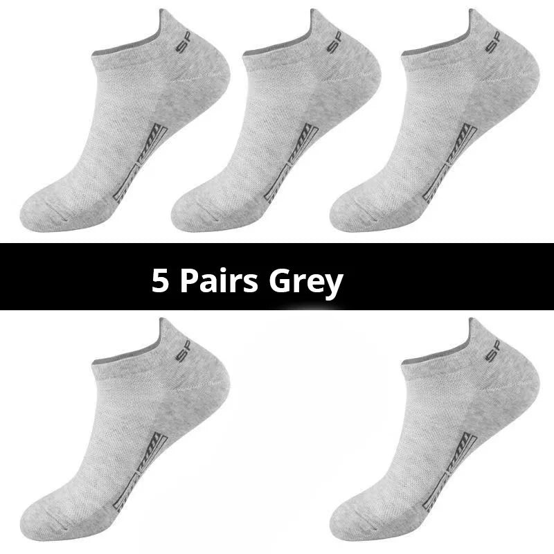 5/10/20 Pairs Of Mens Summer Thin Mesh Breathable Mens Polyester Sports Socks Sweat Absorbing Short Socks